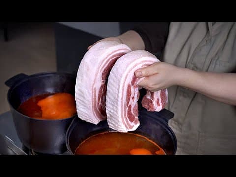 라면국물 4000ml로 수육 삶기